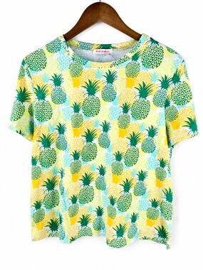 Fresh Produce Pineapple Print Tee XL Tropical Cotton Blend Short Sleeve Shirt